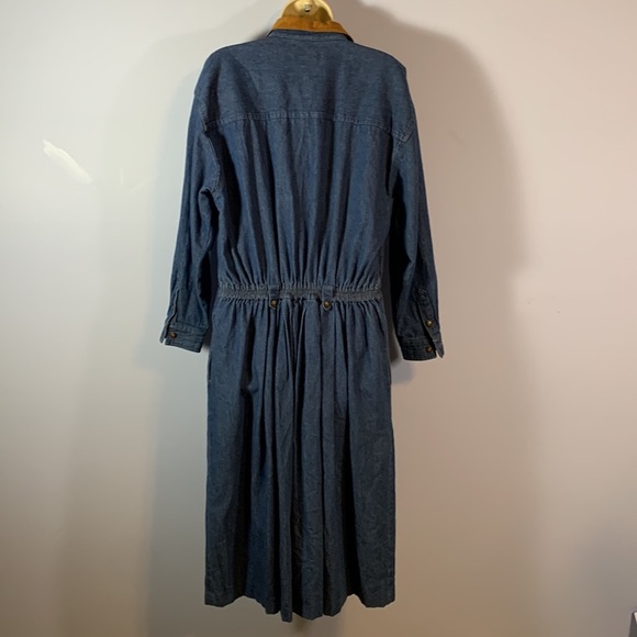 Eddie Bauer dress button down removable collar denim long sleeve pockets L farm - Picture 6 of 13